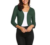 Parabler Bolero Ladies 3/4 Sleeve Short Cardigan Festiva Chaqueta Elegante para Vestido de Noche Casual Chaqueta Ligera de Hombros Cardigan Unicolor Primavera Verano Verde Oscuro XL