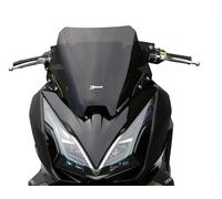 Parabrisas ahumado oscuro compatible con Kymco Downtown GT 350 (24) Art.: 29270 más bajo de 10 cm del original, se monta con pernos FACO y original. Medidas: 400 x 420 x 3 mm de grosor.