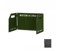 Parabrisas de acero de tres pliegues para estufas portátiles optimizado para un transporte ligero y una fuerte resistencia al viento durante el uso en exteriores (verde militar)