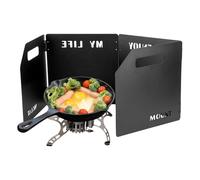 Parabrisas de estufa de gas | Parabrisas plegable para acampar | Bloqueador de para acampar con de almacenamiento | Parabrisas plegable Escudo de de quemador de 4 veces para