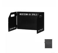 Parabrisas de estufa plegable de acero para estufas de gas butano, pantalla de metal portátil con bolsa de almacenamiento para viajes de mochilero, 32 x 9 pulgadas (negro)