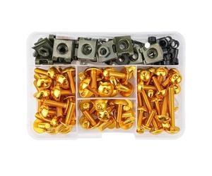 Parabrisas Perno Kit De Tornillos para Carenado Motocicleta 155 Piezas para Yamaha MT07 MT09 MT03 MT10 XSR900 Competición M5 M6, Clips, Arandelas Y Tuercas Tornillos para Carrocería(Oro)