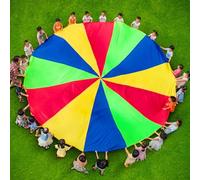 Paracaídas, Paracaídas de Color Arcoiris Juego para Niños Actividades Deportivas Fiestas Ejercicios en Grupo Al Aire Libre (3m)