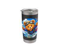 Paracaidismo Lindo Oso De Peluche Valiente Aventura Formas Vaso térmico de acero inoxidable de doble pared