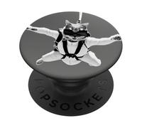 Paracaidista en paracaidismo y gato saltando bajo PopSockets PopGrip Adhesivo
