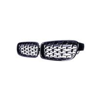 Parachoques Delantero Capó Rejilla Parrillas Carreras Diamante Estilo Meteorito Para Serie 3 F30 F35 F31 2012-2018 Un Par Rejillas Riñón Cromadas(Black andSilver)