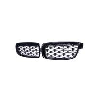 Parachoques Delantero Capó Rejilla Parrillas Carreras Diamante Estilo Meteorito Para Serie 3 F30 F35 F31 2012-2018 Un Par Rejillas Riñón Cromadas(Black)