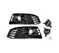 Parachoques Delantero Deportivo Estilo Para RS4 A4 S4 B9 2017-2019 Rejilla Malla Hexagonal Tipo Panal Faros Antiniebla Negros Rejillas Competición(S-L)
