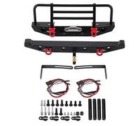 Parachoques delantero y trasero de metal con 4 luces LED para Traxxas -4 SCX10 II 90046, vehículo crawler RC 1/10; kit de parachoques de metal duradero para RC, ideal para