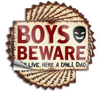 Parachoques grande - Funky Student Helmet Boys Beware: The Drill Dad is Here!(8 x 12 cm)