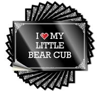 Parachoques para decoración de bar al aire libre, despegar y pegar, con texto en inglés "I Love My Little Bear", vinilo impermeable para baño occidental para jugadores (12 x 18 cm)