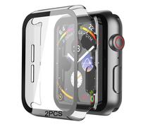 Parachoques rígido de policarbonato duradero para iWatch, protector de pantalla de vidrio templado de alta transparencia, protección integral de