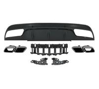 Parachoques trasero Difusor Para Benz Clase C W205 Sedan C200 C250 2015-2021 Difusor Labio Parachoques Trasero Alerón Divisor Con Tubo Para Escape Negro(Black Dif Silver Ex)