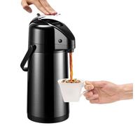 PARACITY Jarra de café Airpot mejorada con doble bomba de 84 onzas/2.5 L, dispensador de bebidas de acero inoxidable para bebidas calientes/frías con base Lazy Susan, café Termos para café negro