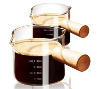 PARACITY Juego de 2 tazas de café con asa, 99,2 g, de cristal de doble boquilla, con doble escala, vaso transparente para espresso con boca en V, accesorios para expreso