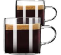 ParaCity Juego de 2 Tazas de Espresso de 120 ml, Vidrio Transparente Con Asas, Accesorios Para Máquinas de Café, Tazas de Chupito y Té