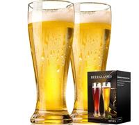 PARACITY Juego de 2 vasos de cerveza de 396.9 g, vasos de cerveza de trigo Pilsner, juego de vasos para beber, cristalería regalo para hombres