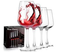 ParaCity Juego de copas de vino, tallo largo transparente grande para vino tinto y blanco, 12 onzas para mujeres, hombres, bodas y cumpleaños (4)