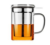 PARACITY Taza de té, taza de té transparente de borosilicato con infusor extraíble de acero inoxidable y tapa, taza de té de 450 ml, apta para estufa, tazas de té de vidrio para té suelto, regalo para