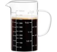 PARACITY Vaso medidor de cristal de 500 ml con tres escalas, apertura en V y asa - Measuring Cup para cocina o restaurante