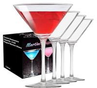 PARACITY Vasos de Martini, vasos de cristal de alta calidad, soplados a mano, perfectos para cócteles, martinis, margaritas, fiestas, cajas de catering y regalos (240 ml) (4)