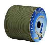 Paracord 550 Type III Basic, Beige/Verde Oscuro 4 mm - 50 m, núcleo de 7 Hilos, 100% Made in Italy 006079248 Corderie Italiane
