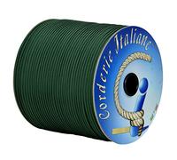 Paracord 550 Type III Basic, Verde Oscuro 4 mm - 200 m, núcleo 7 Hilos, 100% Fabricado en Italia 002078418 Corderie Italiane