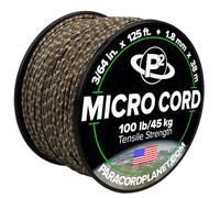 Paracord Planet Micro Paracord - Cordón trenzado fino para manualidades, pesca y proyectos de bricolaje en carretes de 38 metros (125 pies) - Multi Camo