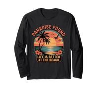 Paradise encontró Que la Vida es Mejor en la Playa Retro Sunset Manga Larga