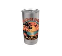 Paradise encontró que la vida es mejor en la playa Retro Sunset Vaso térmico de acero inoxidable de doble pared