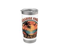 Paradise encontró que la vida es mejor en la playa Retro Sunset Vaso térmico de acero inoxidable de doble pared
