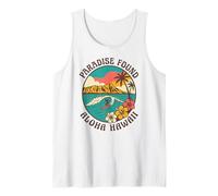 Paradise Found Aloha Hawaii Surf Wave Tropical Island Atardecer Camiseta sin Mangas