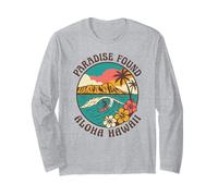 Paradise Found Aloha Hawaii Surf Wave Tropical Island Atardecer Manga Larga