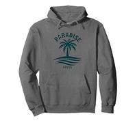 Paradise Found Tropical Palm Beach Vacaciones Sudadera con Capucha, Unisex para Adultos, Asfalto, L