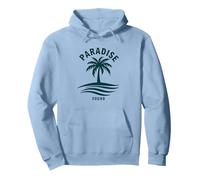 Paradise Found Tropical Palm Beach Vacaciones Sudadera con Capucha, Unisex para Adultos, Azul Polvoriento, XL