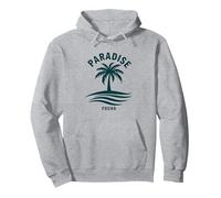 Paradise Found Tropical Palm Beach Vacaciones Sudadera con Capucha, Unisex para Adultos, Gris Jaspeado, XL