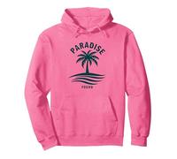 Paradise Found Tropical Palm Beach Vacaciones Sudadera con Capucha, Unisex para Adultos, Rosa Brillante, S