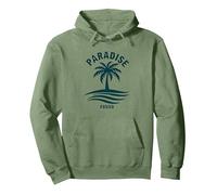 Paradise Found Tropical Palm Beach Vacaciones Sudadera con Capucha, Unisex para Adultos, Verde Salvia, S