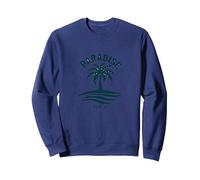Paradise Found Tropical Palm Beach Vacaciones Sudadera, Unisex para Adultos, Azul Marino, M