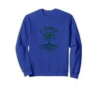 Paradise Found Tropical Palm Beach Vacaciones Sudadera, Unisex para Adultos, Azul Real, L