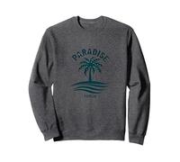 Paradise Found Tropical Palm Beach Vacaciones Sudadera, Unisex para Adultos, Jaspeado Oscuro, XXL