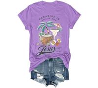 Paradise is Chillin'With Jesus I Will Give You Rest Jesus - Camiseta divertida de playa cristiana unisex, Morado (, XXL