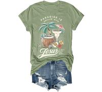 Paradise is Chillin'With Jesus I Will Give You Rest Jesus - Camiseta divertida de playa cristiana unisex, verde, XXL