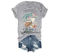 Paradise is Chillin'With Jesus I Will Give You Rest Jesus - Camiseta divertida de playa cristiana unisex, gris, L