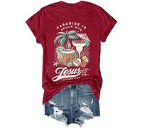 Paradise is Chillin'With Jesus I Will Give You Rest Jesus - Camiseta divertida de playa cristiana unisex, Burdeos, XXL