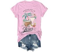 Paradise is Chillin'With Jesus I Will Give You Rest Jesus - Camiseta divertida de playa cristiana unisex, rosa, L