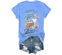 Paradise is Chillin'With Jesus I Will Give You Rest Jesus - Camiseta divertida de playa cristiana unisex, Azul (carolina blue), M