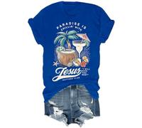 Paradise is Chillin'With Jesus I Will Give You Rest Jesus - Camiseta divertida de playa cristiana unisex, azul real, XL