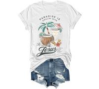 Paradise is Chillin'With Jesus I Will Give You Rest Jesus - Camiseta divertida de playa cristiana unisex, blanco, XL
