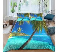 Paradise Island Style Funda Edredon Microfibra Juego de Ropa de Cama de 3 Piezas Impresión 3D Cierre de Paradise Island Estilo Funda de Edredón Funda de Almohada a Juego for Adultos （135x200cm）
